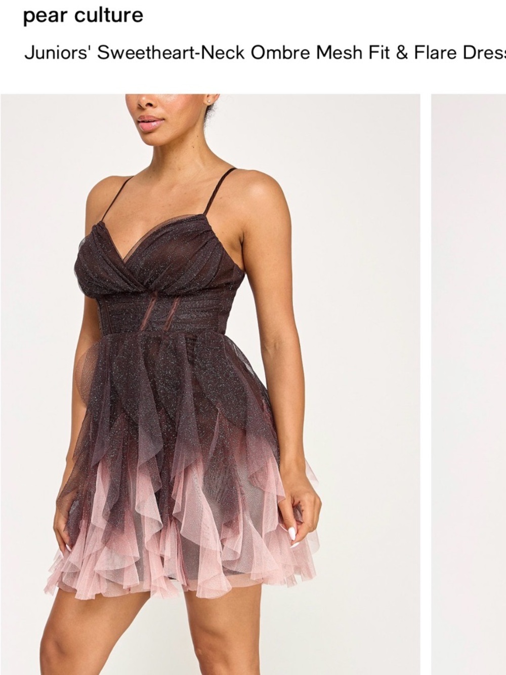 Pear Culture Pink & Black Ombre Mesh Fit-and-Flare Mini Dress - Picture 2 of 6